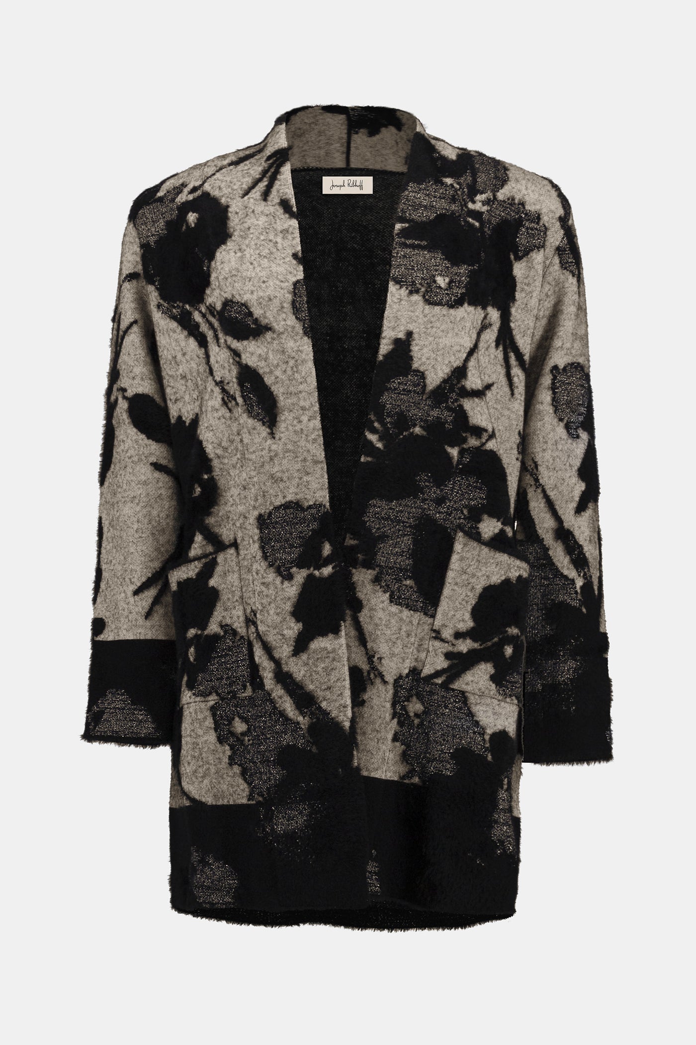 Joseph Ribkoff Abstract Jacquard Sweater Knit Long Cardigan