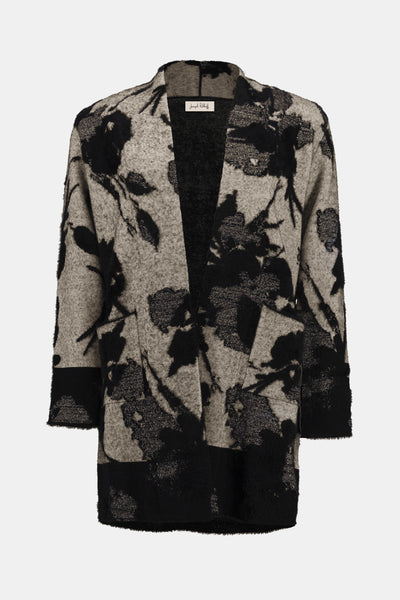 Joseph Ribkoff Abstract Jacquard Sweater Knit Long Cardigan