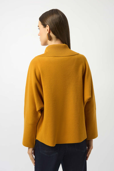 Joseph Ribkoff Medallion Sweater Knit Boxy Pullover With Zipped Collar