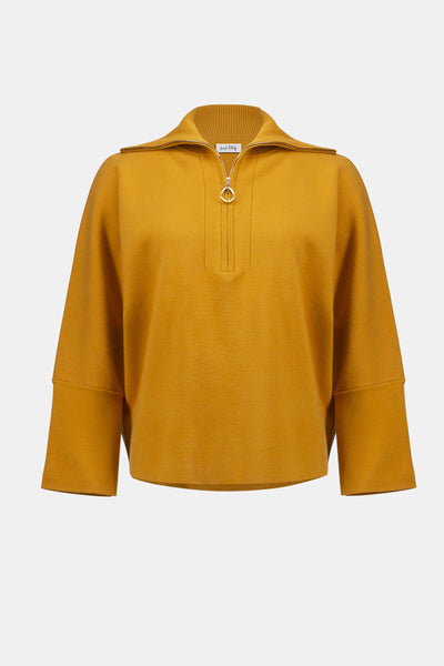 Joseph Ribkoff Medallion Sweater Knit Boxy Pullover With Zipped Collar