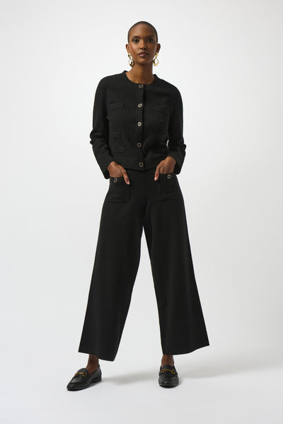 Joseph Ribkoff Sweater Knit Crew Neck Button-Front Jacket