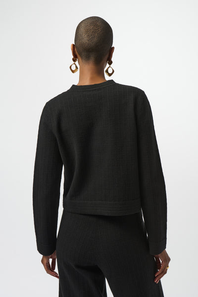 Joseph Ribkoff Sweater Knit Crew Neck Button-Front Jacket
