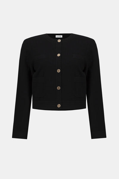 Joseph Ribkoff Sweater Knit Crew Neck Button-Front Jacket