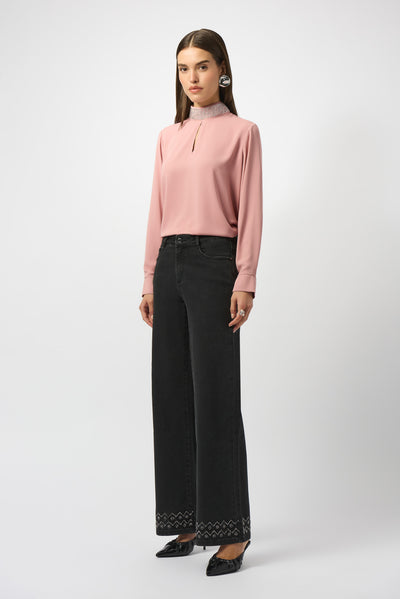 Joseph Ribkoff Charcoal Grey Classic Wide Leg Stretch Denim Jeans