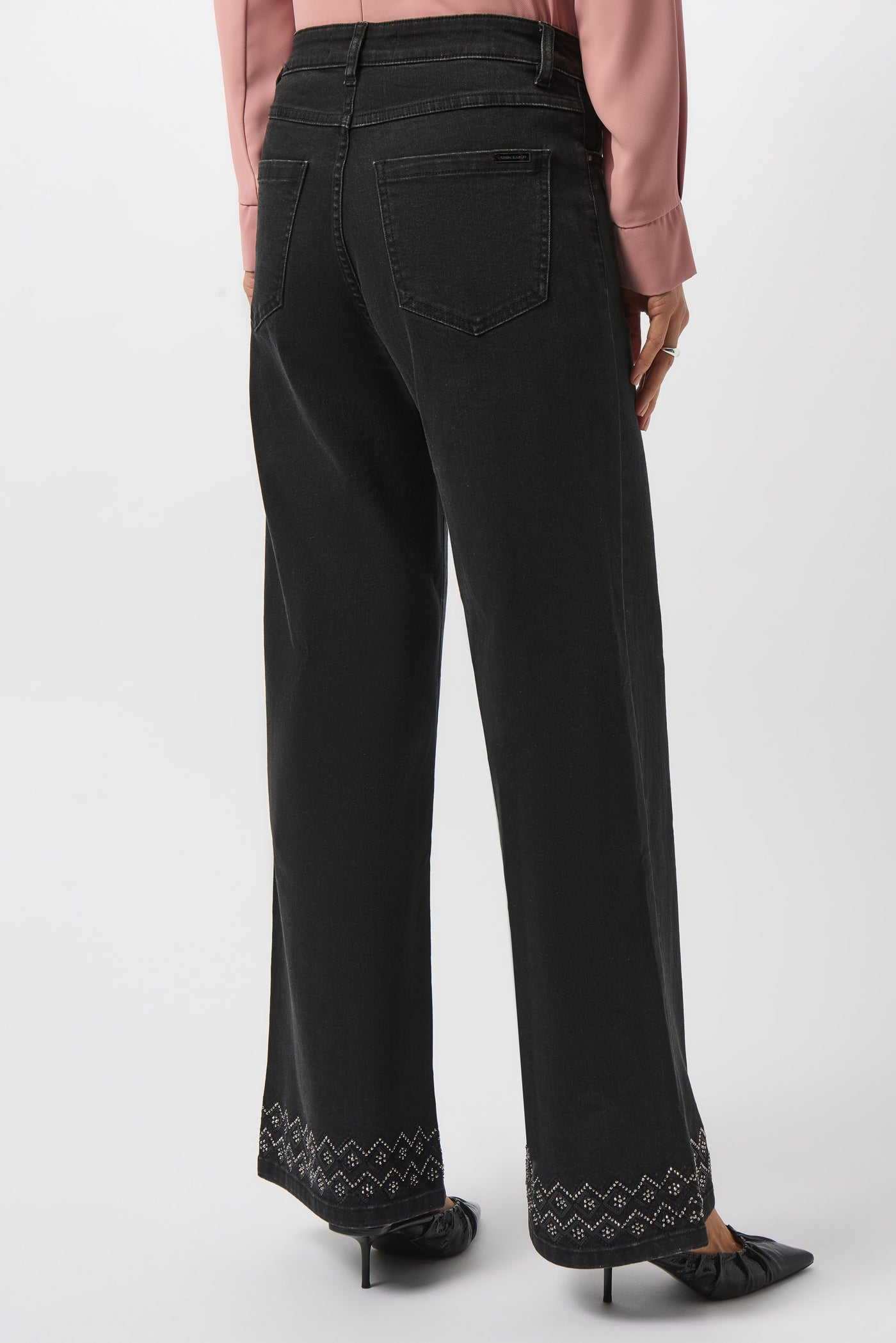 Joseph Ribkoff Charcoal Grey Classic Wide Leg Stretch Denim Jeans