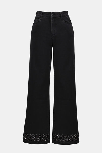Joseph Ribkoff Charcoal Grey Classic Wide Leg Stretch Denim Jeans