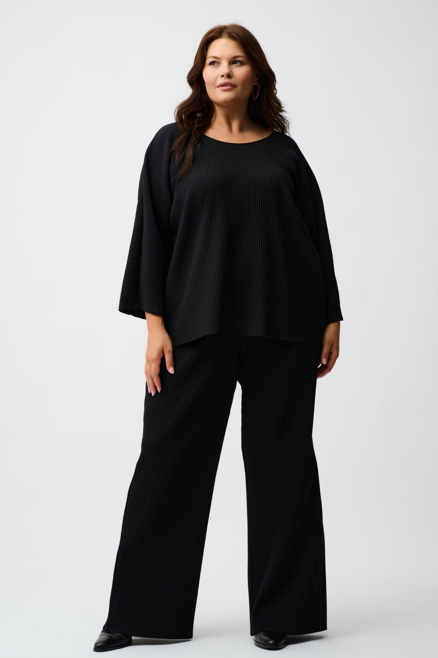Joseph Ribkoff Pleated Scuba Crepe Wide-Leg Pants
