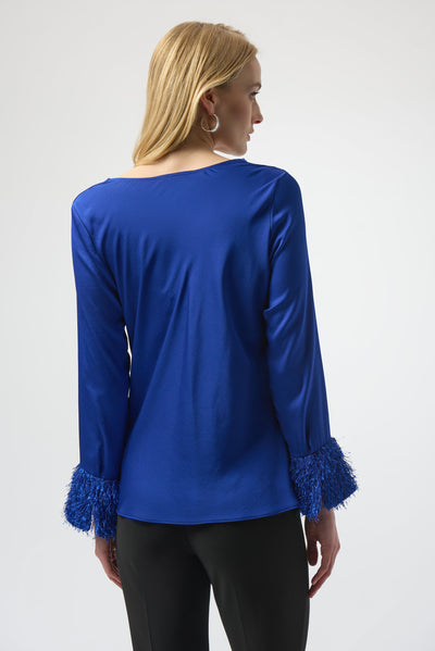 Joseph Ribkoff Royal Blue Recycled Satin Cowl Neck Top