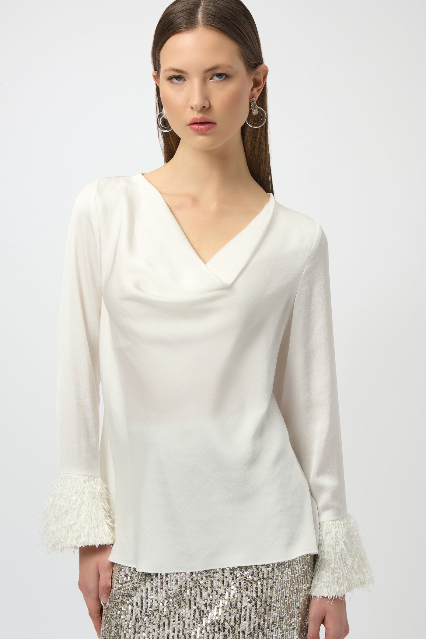 Joseph Ribkoff Recycled Satin Cowl Neck Top