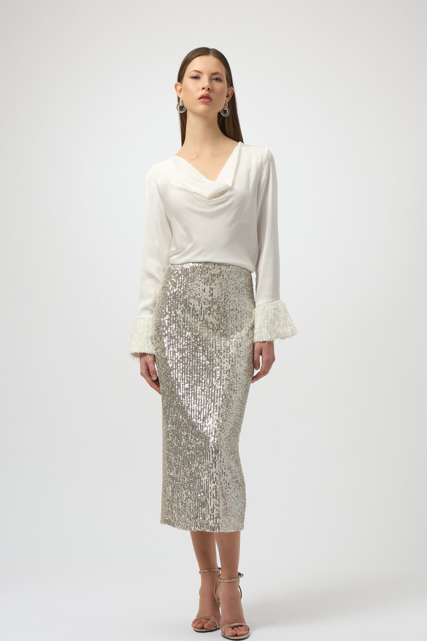 Joseph Ribkoff Recycled Satin Cowl Neck Top