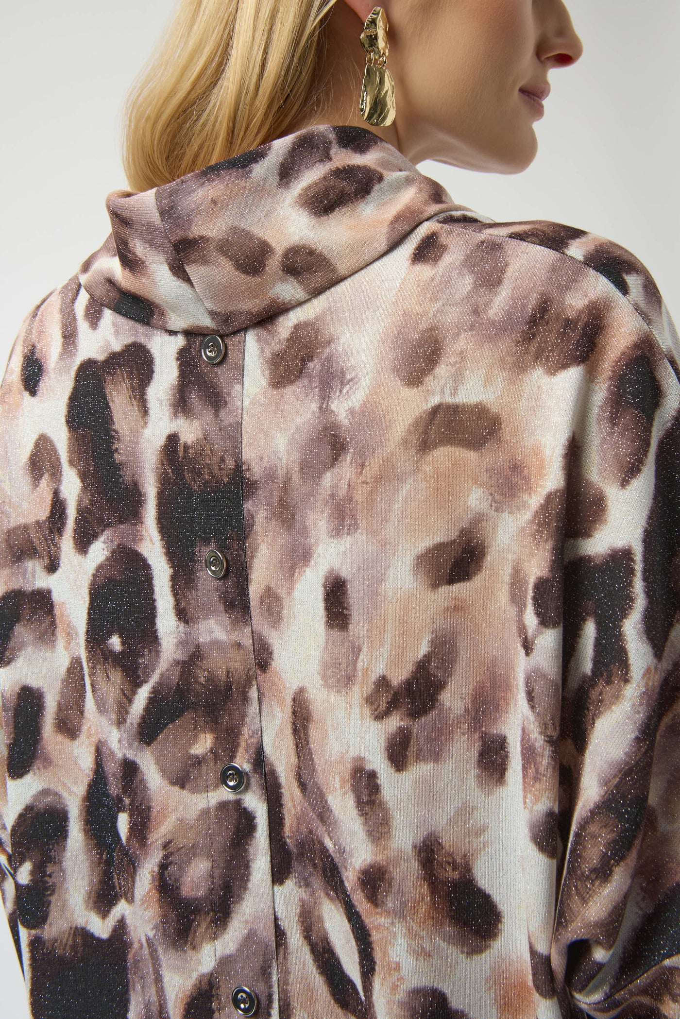 Joseph Ribkoff Off White/Multi Sweater Knit Animal Print Top