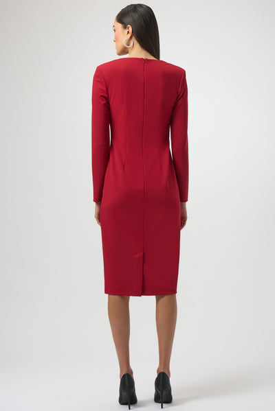 Joseph Ribkoff Scuba Crepe Sheath Dress With Rhinestone Bows