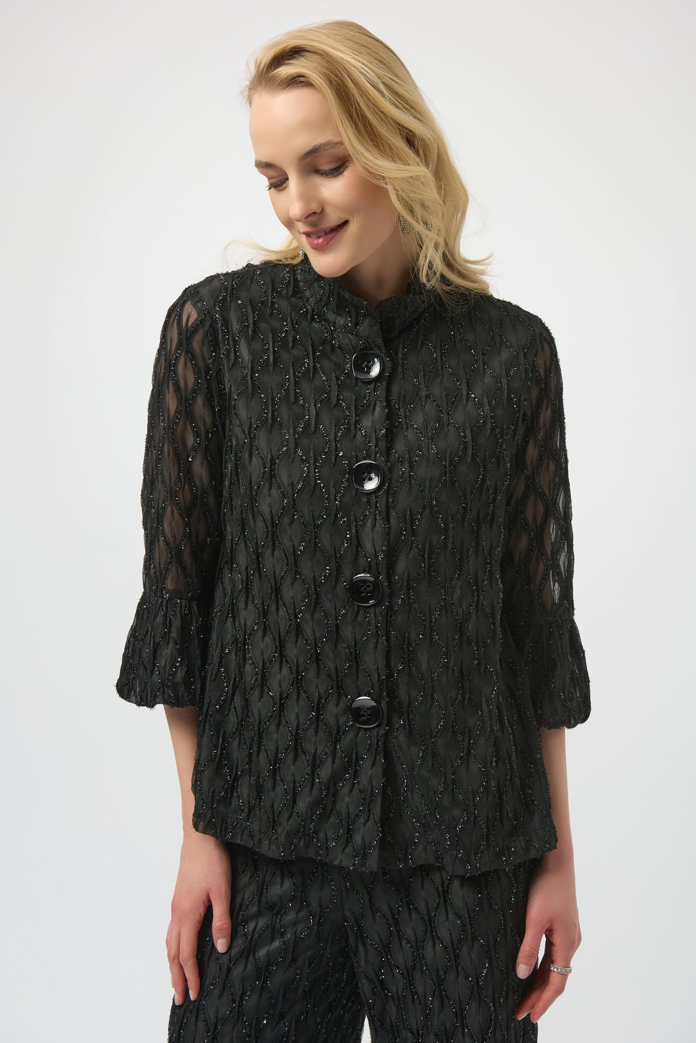Joseph Ribkoff Lurex Cascade Trapeze Jacket