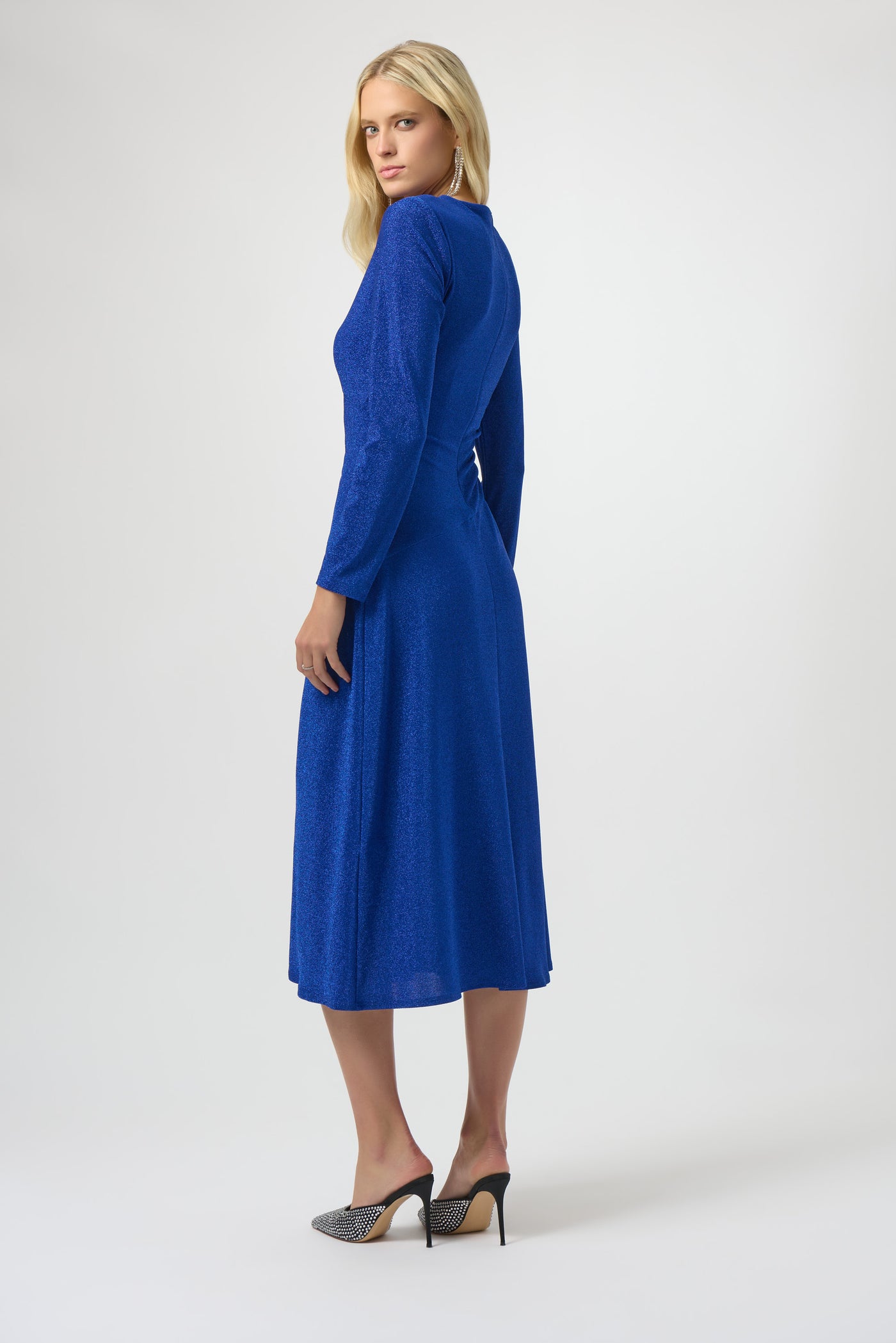 Joseph Ribkoff Royal Blue Sparkle Knit Fit & Flare Dress