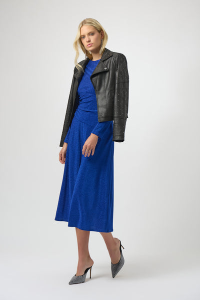 Joseph Ribkoff Royal Blue Sparkle Knit Fit & Flare Dress