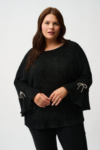 Joseph Ribkoff Fuzzy Metallic Knit Boxy Top