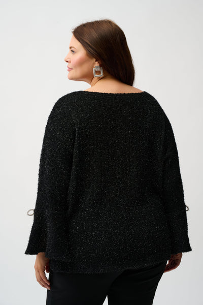 Joseph Ribkoff Fuzzy Metallic Knit Boxy Top