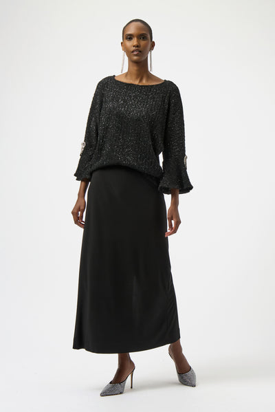 Joseph Ribkoff Fuzzy Metallic Knit Boxy Top