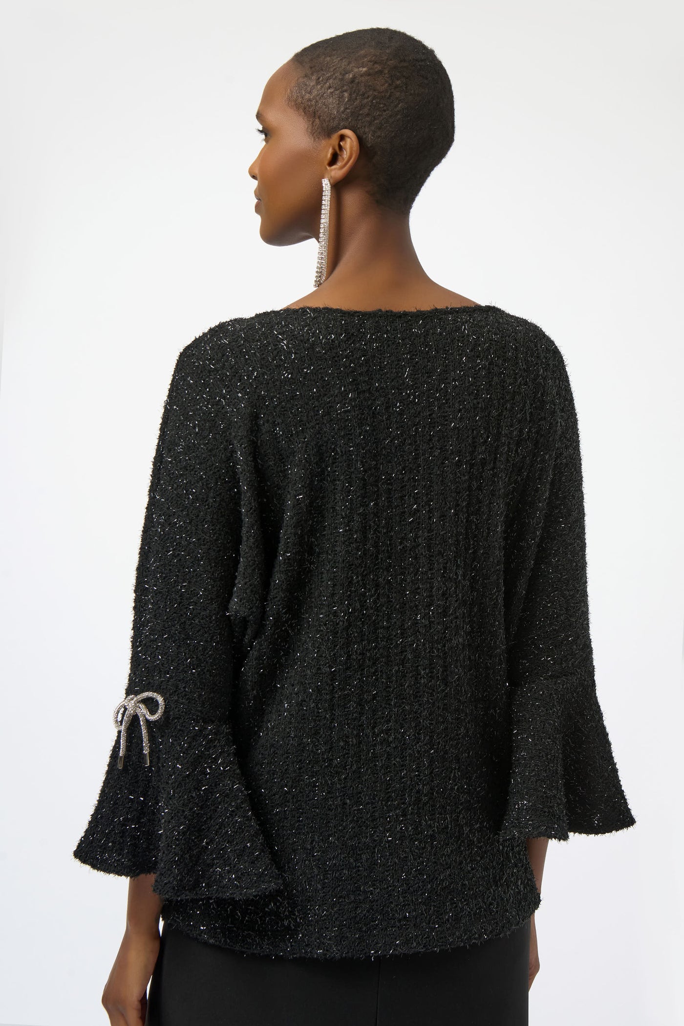 Joseph Ribkoff Fuzzy Metallic Knit Boxy Top