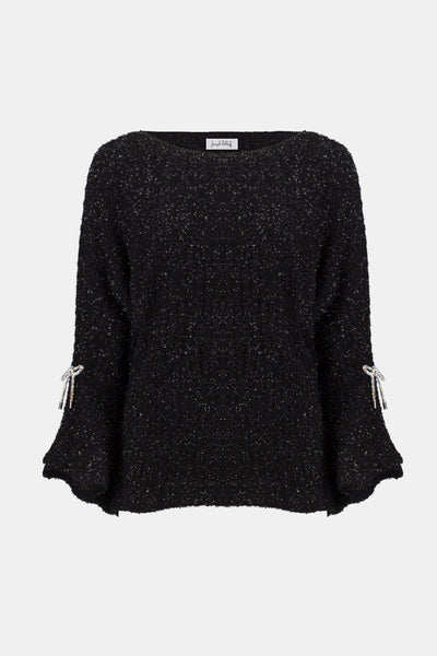 Joseph Ribkoff Fuzzy Metallic Knit Boxy Top