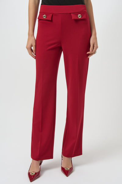 Joseph Ribkoff Deep Cherry Scuba Crepe Wide-Leg Pull-On Pants