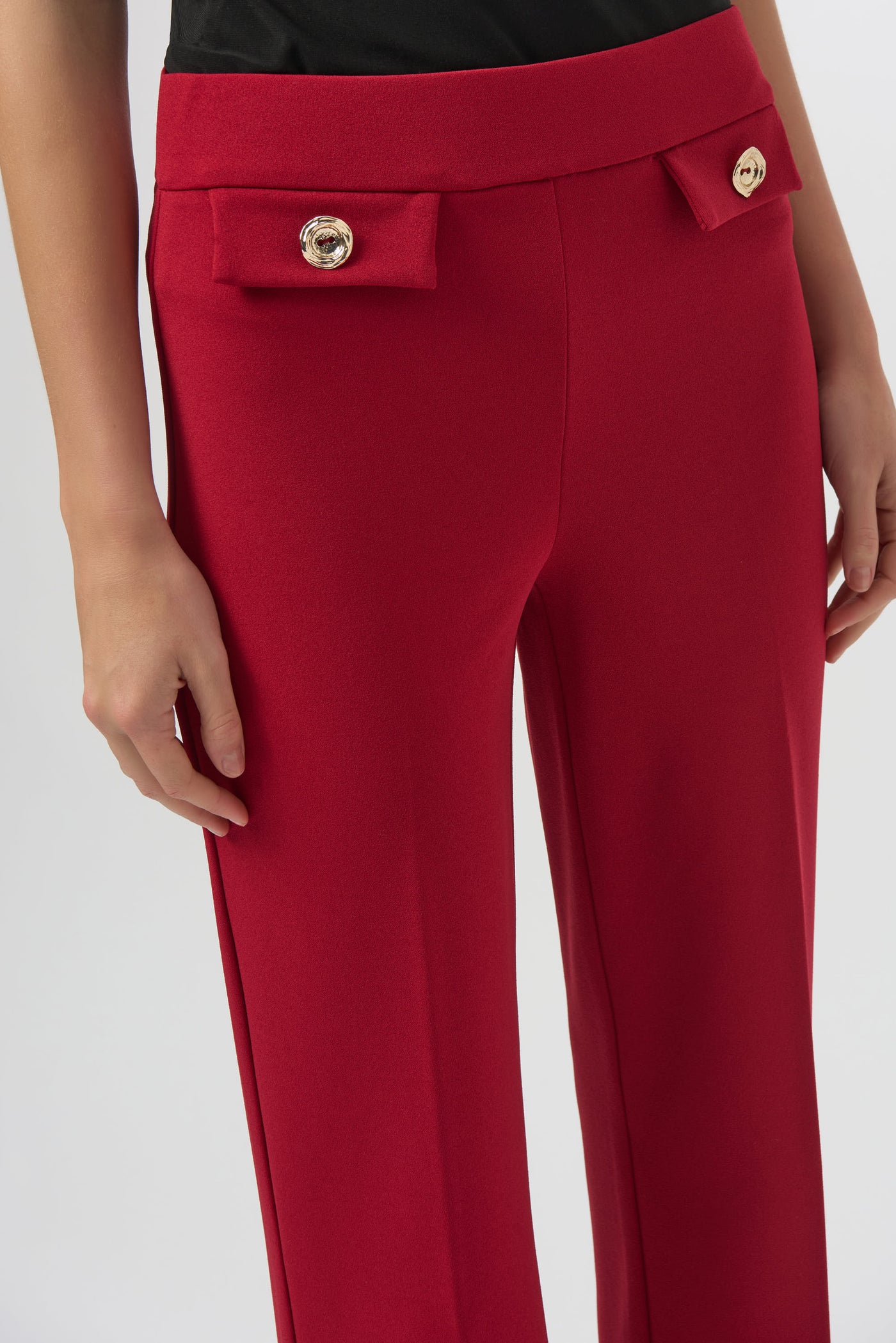 Joseph Ribkoff Deep Cherry Scuba Crepe Wide-Leg Pull-On Pants