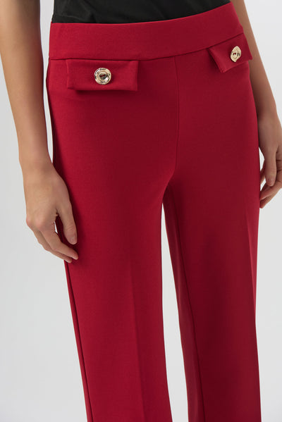 Joseph Ribkoff Deep Cherry Scuba Crepe Wide-Leg Pull-On Pants