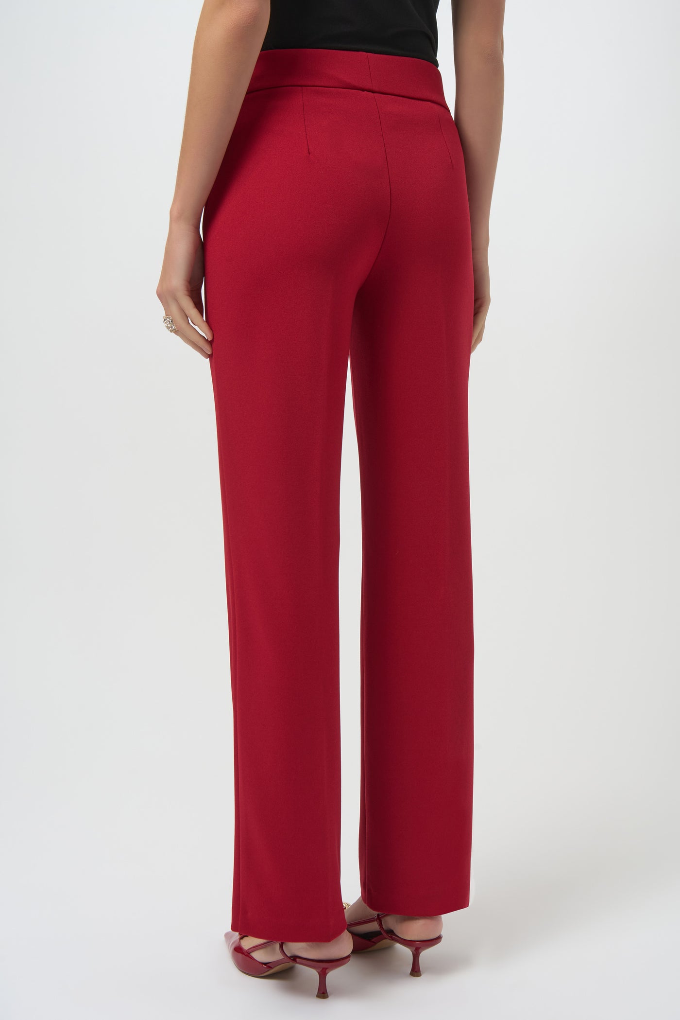Joseph Ribkoff Deep Cherry Scuba Crepe Wide-Leg Pull-On Pants