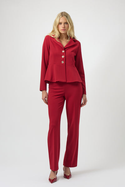 Joseph Ribkoff Deep Cherry Scuba Crepe Wide-Leg Pull-On Pants