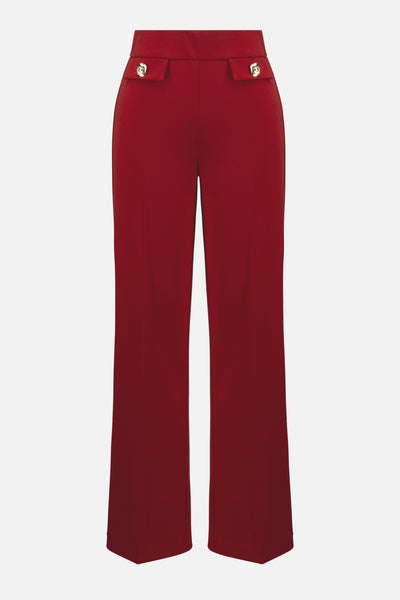 Joseph Ribkoff Deep Cherry Scuba Crepe Wide-Leg Pull-On Pants