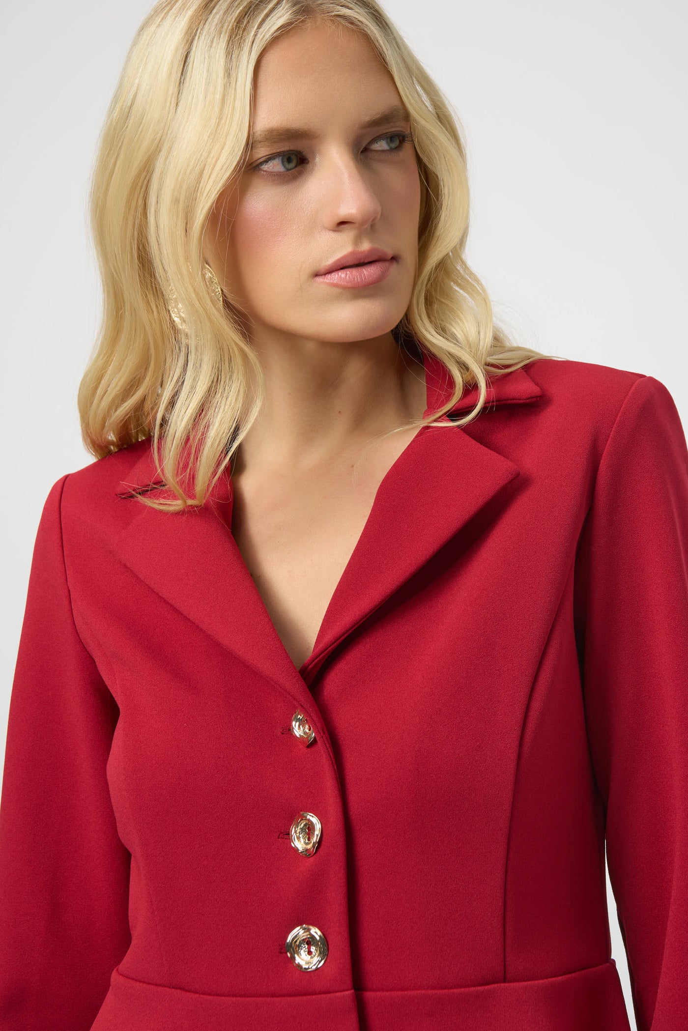 Joseph Ribkoff Deep Cherry Scuba Crepe Peplum Blazer