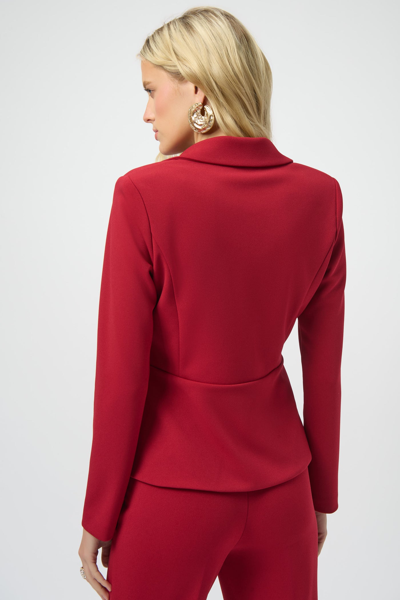 Joseph Ribkoff Deep Cherry Scuba Crepe Peplum Blazer