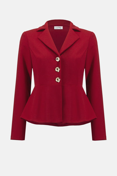 Joseph Ribkoff Deep Cherry Scuba Crepe Peplum Blazer