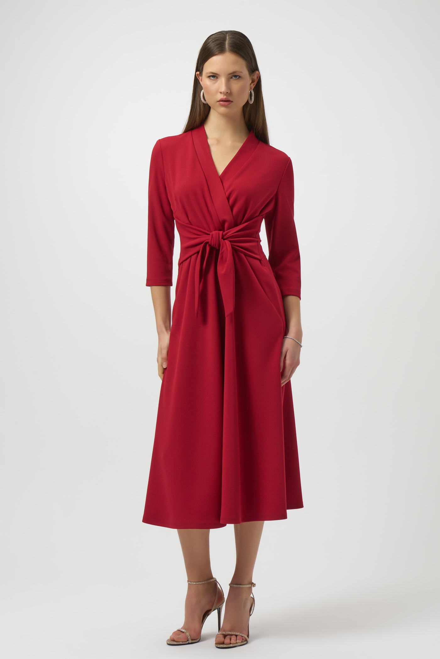 Joseph Ribkoff Deep Cherry Scuba Crepe Fit and Flare Dress