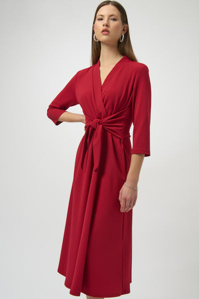 Joseph Ribkoff Deep Cherry Scuba Crepe Fit and Flare Dress