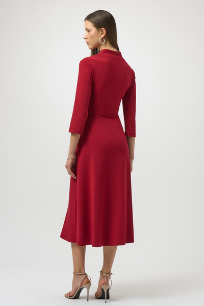 Joseph Ribkoff Deep Cherry Scuba Crepe Fit and Flare Dress