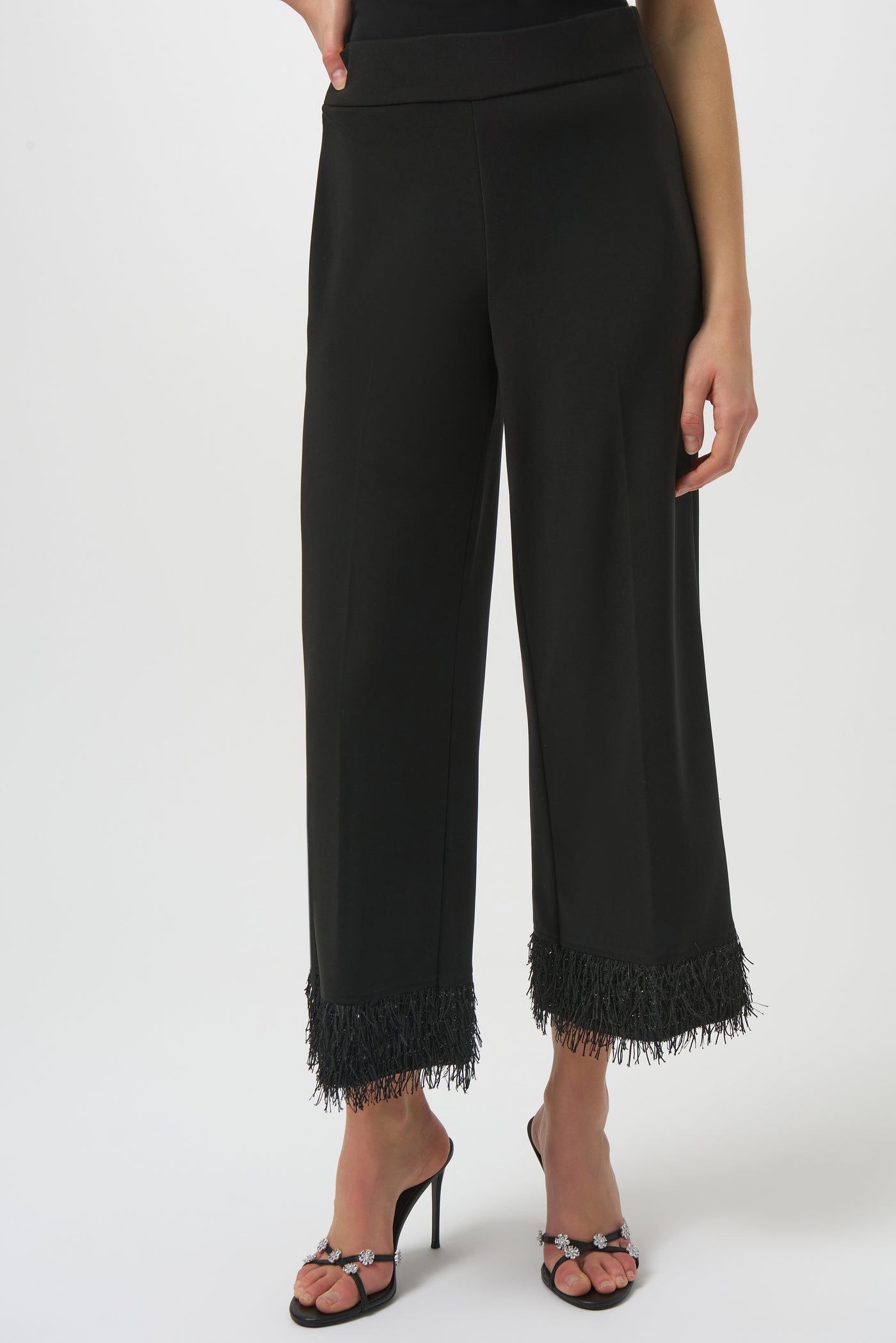 Josepeh Ribkoff Silky Knit Culotte with Novelty Fringe Hem