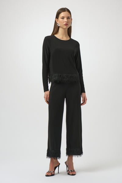Josepeh Ribkoff Silky Knit Culotte with Novelty Fringe Hem