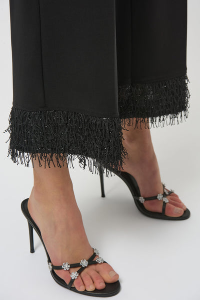 Josepeh Ribkoff Silky Knit Culotte with Novelty Fringe Hem
