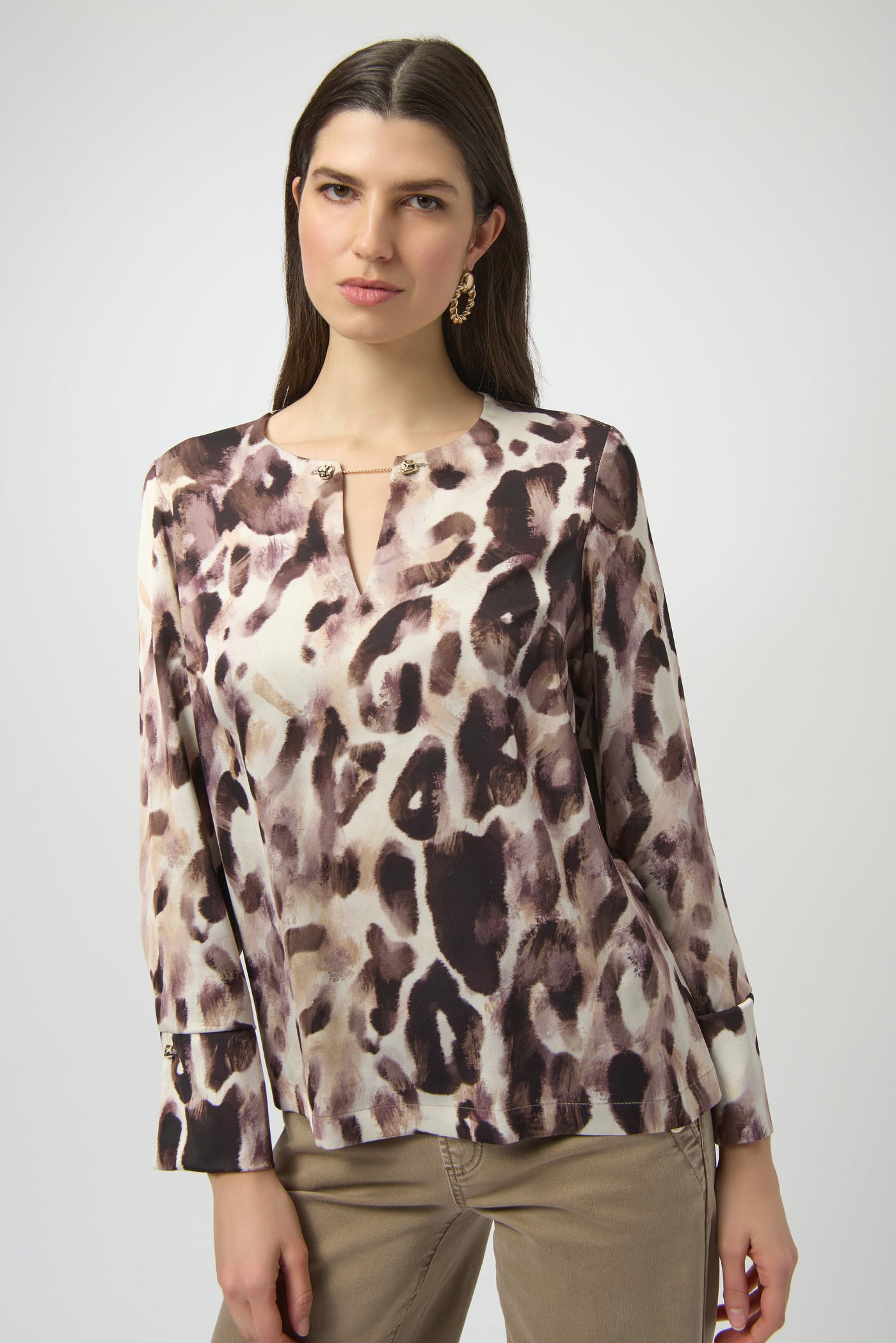 Joseph Ribkoff Recycled Satin Animal Print Straight Top