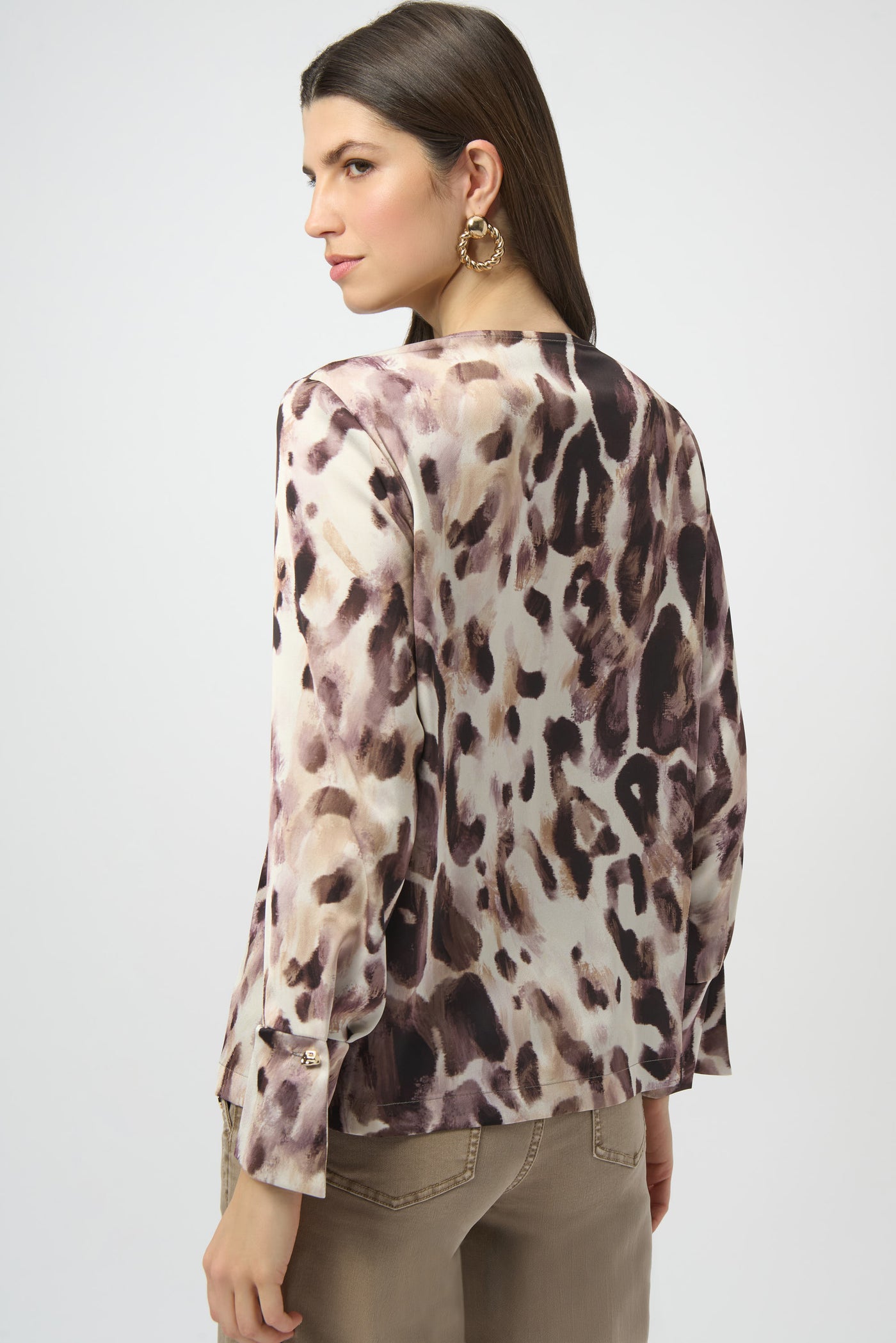 Joseph Ribkoff Recycled Satin Animal Print Straight Top