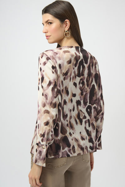 Joseph Ribkoff Recycled Satin Animal Print Straight Top