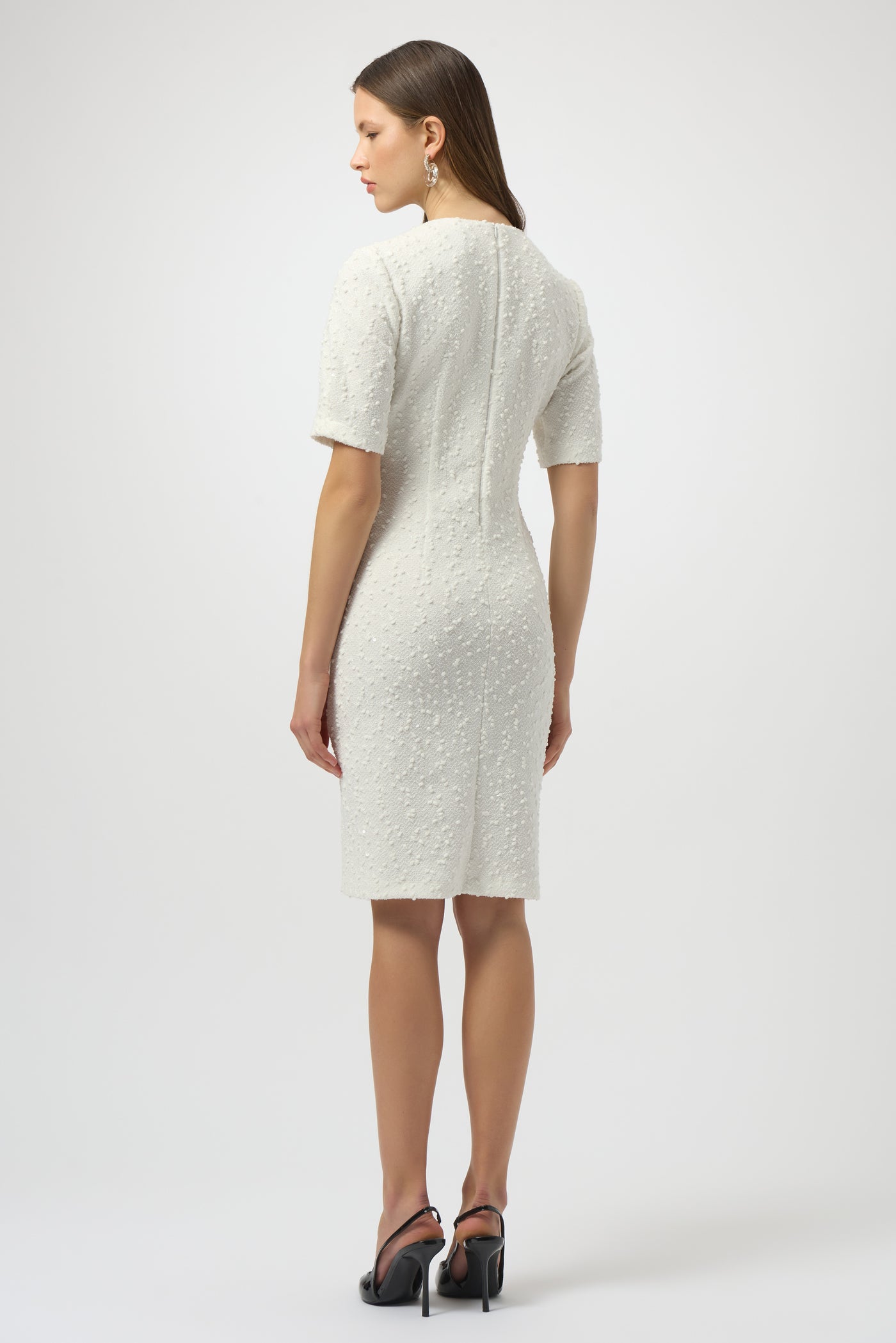 Joseph Ribkoff Bouclé Knit Shift Dress With Bow Detail