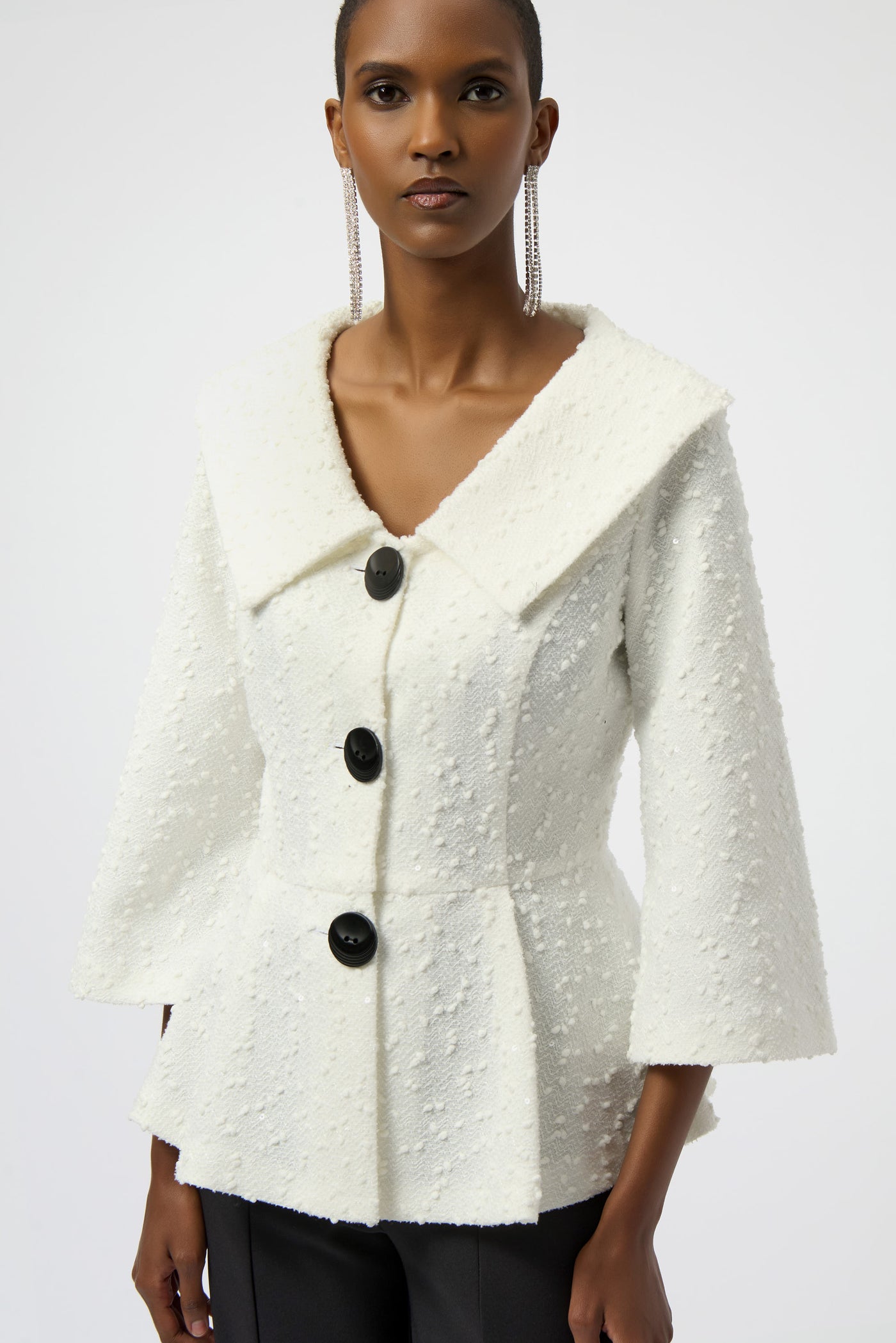 Joseph Ribkoff Sequined Bouclé Knit Peplum Jacket