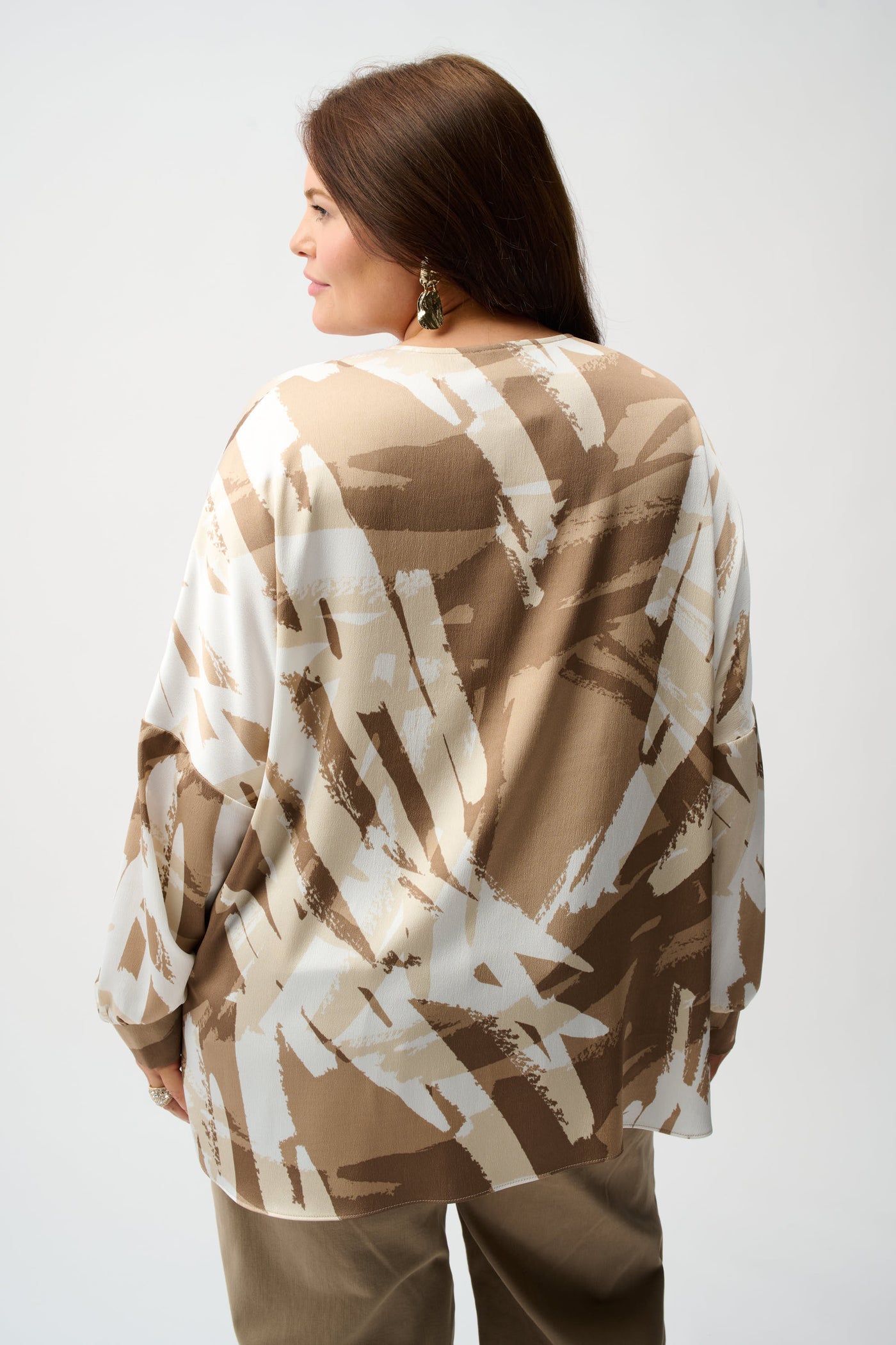 Joseph Ribkoff Recycled Satin Abstract Print Tunic With Zipper Detail