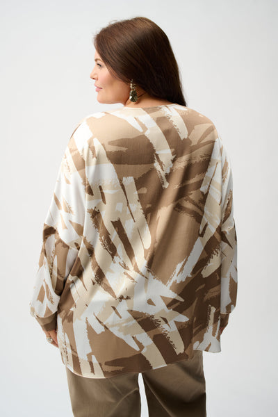 Joseph Ribkoff Recycled Satin Abstract Print Tunic With Zipper Detail