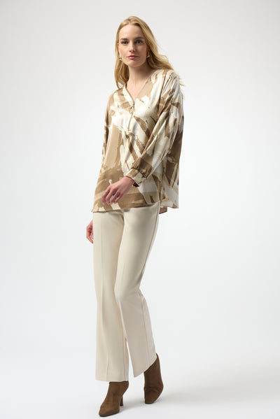 Joseph Ribkoff Recycled Satin Abstract Print Tunic With Zipper Detail