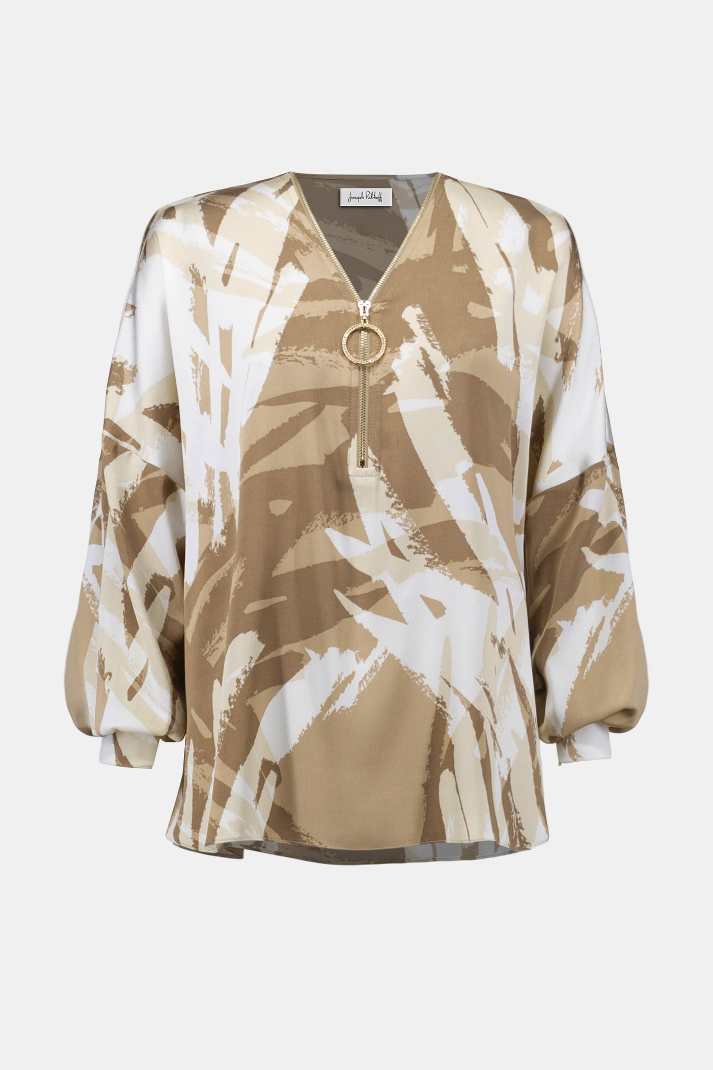 Joseph Ribkoff Recycled Satin Abstract Print Tunic With Zipper Detail