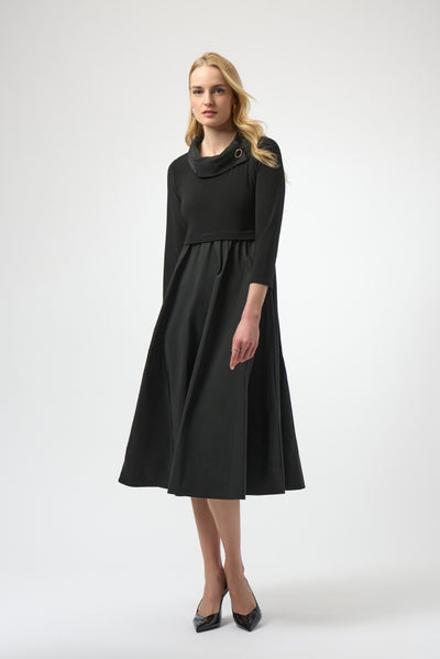 Joseph Ribkoff Black Silky Knit & Memory Fit and Flare Dress
