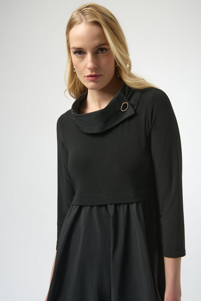 Joseph Ribkoff Black Silky Knit & Memory Fit and Flare Dress